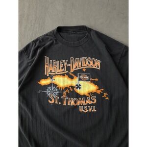 Vintage 90s Harley-Davidson Motorcycles Biker Black T-shirt Virgin Islands L